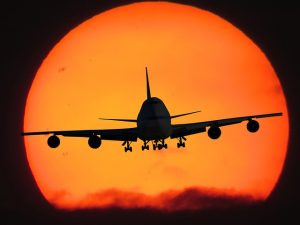 jet silhouette against sunset